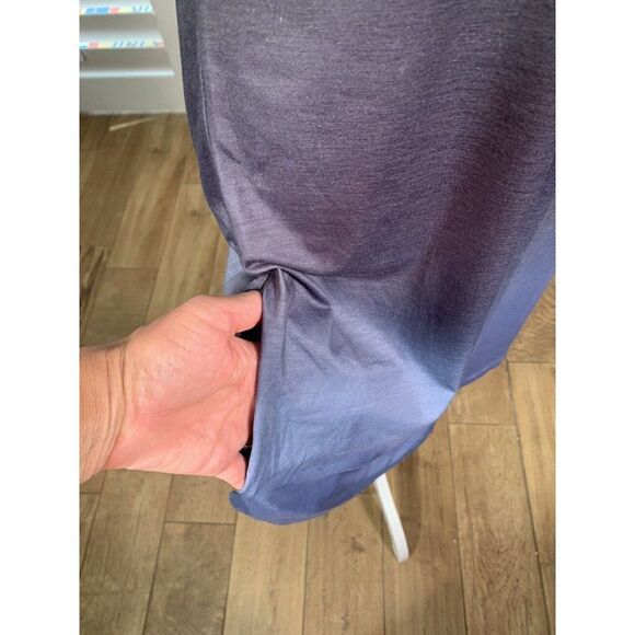 Casual Blue Gray Ombre Slip Dress L Halter Stretch Lounge Pockets - Picture 7 of 11